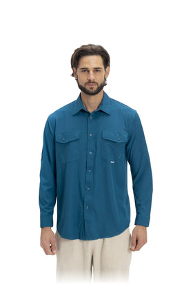 Camisa Nomad Hardwear Manga Larga Azul Bahía