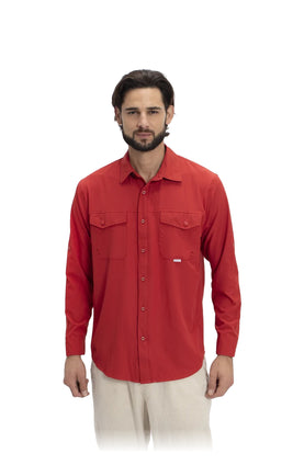 Camisa Nomad Hardwear Manga Larga Roja